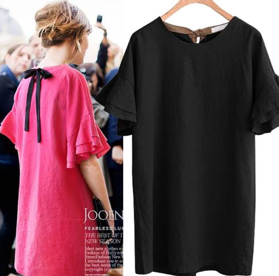 大きいサイズ 袖フレア バックリボン ワンピース エレガント ラウンドネック お出かけ 夏 海外 インポート Cr の通販はau Pay マーケット Crafts