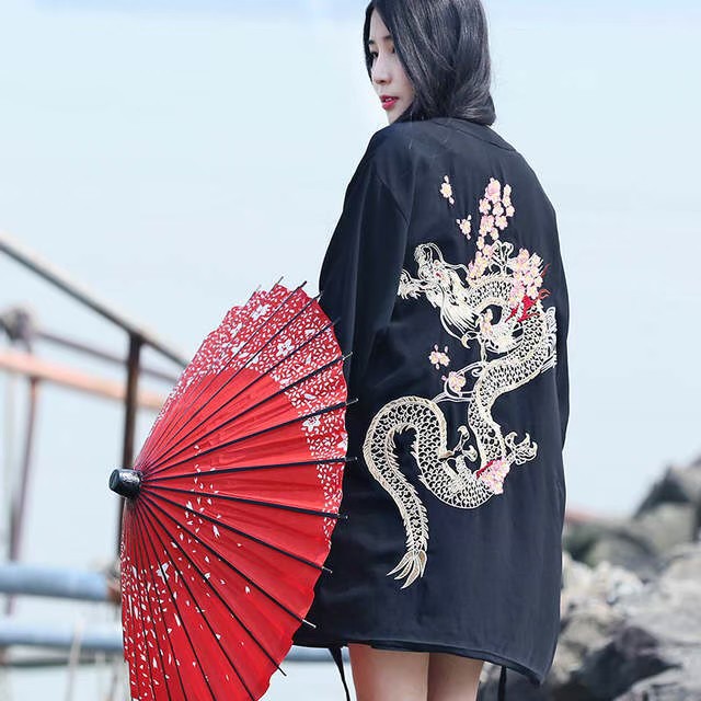 長袢天 長法被 Lサイズ 龍 よさこい 法被 ロング 衣装 大人用 ドラゴン柄