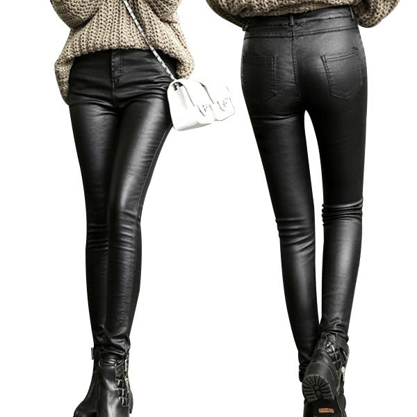 レザーパンツ レディース 革パン Puレザー フェイクレザー スリム