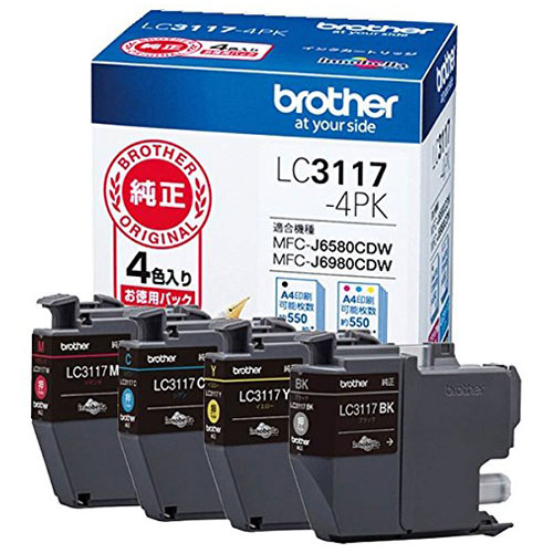 他サイト： BROTHER LC3117-4PK 4色パック 純正『送料無料(一部地域除く)』の商品画像