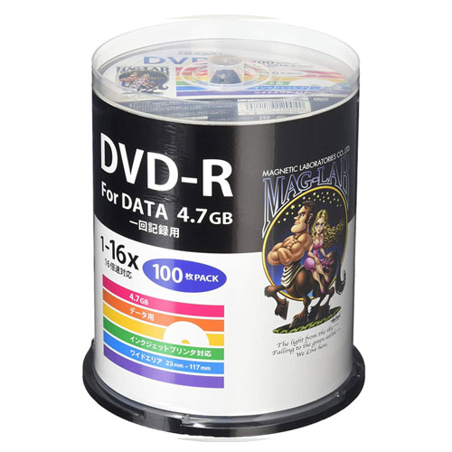 他サイト： 磁気研究所 ハイディスク DVD-R データ用 16倍速対応 4.7GB 100枚入 HDDR47JNP100 記録メディア Dの商品画像