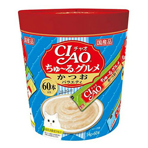 他サイト： いなば CIAO チャオ ちゅ〜る グルメ かつおバラエティ 14g×60本 SC-221の商品画像