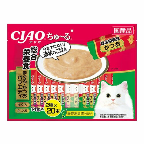 他サイト： いなば CIAOちゅ〜る 総合栄養食 まぐろ・かつおバラエティ 14g×40本入 SC-189の商品画像