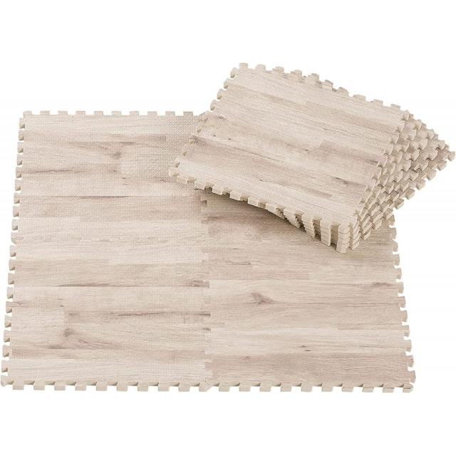 他サイト： CBジャパン やわらかウッディマット 9枚組 ホワイト 防音 衝撃吸収 床面保護 子供 ペット ジョイントマットの商品画像