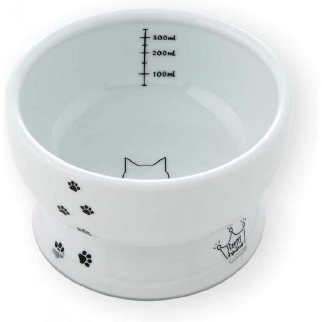 他サイト： 猫壱 necoichi ハッピーダイニング 猫用 脚付ウォーターボウル レギュラー 猫柄 すべり止めシリコン付き 磁器製 白 食の商品画像