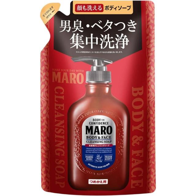 他サイト： MARO 全身用クレンジングソープ 詰替え 380mL ハーブシトラスの香り 男性 ボディソープ ニオイ アブラ 植物由来 石けの商品画像