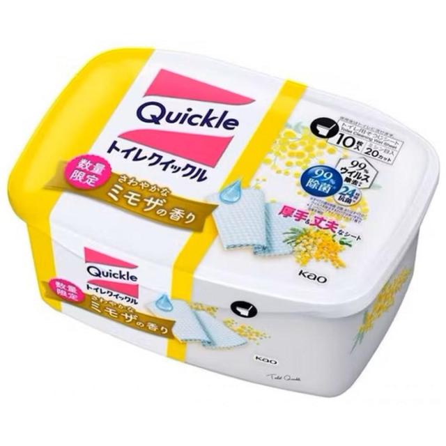 他サイト： 【在庫有・即納】花王 トイレクイックル 容器入 10枚入 ミモザの香り トイレ用洗剤 トイレ用掃除シートの商品画像