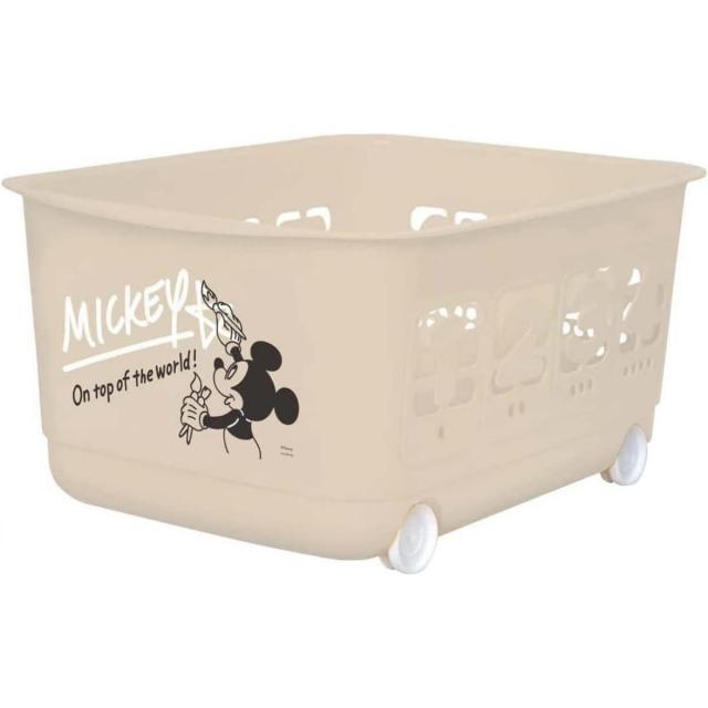 他サイト： 錦化成 ミッキーマウス 123 バスケット 36.7×52.2×24.2cm ベージュ BE-ntk キャスター付 ミッキー デの商品画像