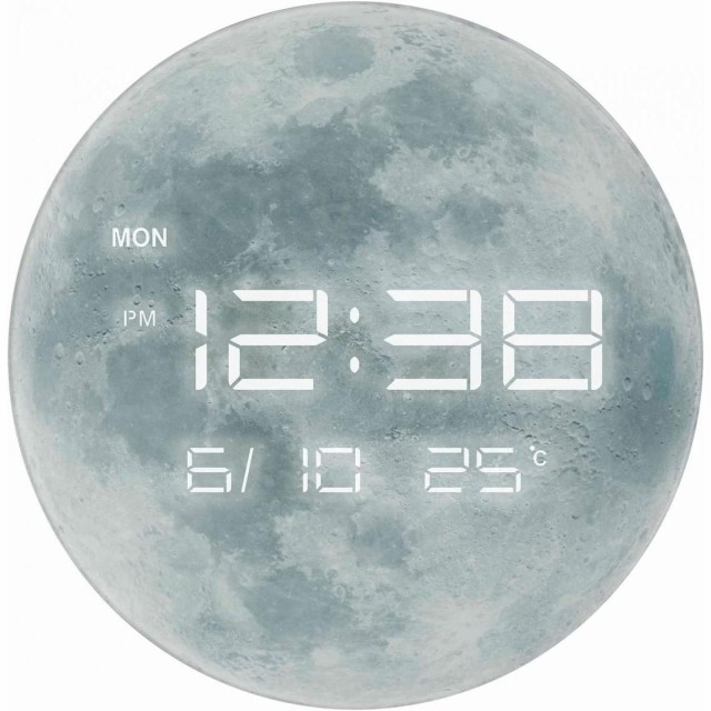 他サイト： MAG マグ 掛け時計 デジタル LED 時計 置掛兼用 ルナ 白 W-794WH インテリア 月 ムーン MOON 薄型 日にの商品画像