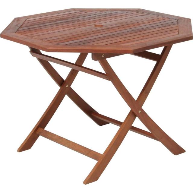 他サイト： 【I】 不二貿易 ガーデン テーブル 八角 折りたたみ 81062 幅110×奥行110cm ブラウン 天然木 パラソルホールつの商品画像