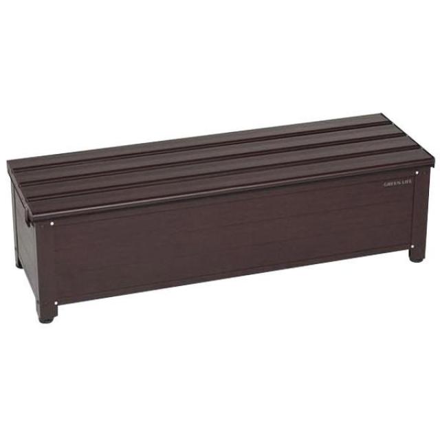 他サイト： 【I】【送料無料】グリーンライフ アルミ踏み台ストッカー114 AFS-114N  ブラウン 屋外 収納 収納ベンチ 物置 ベラの商品画像