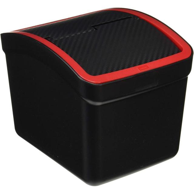 他サイト： カーメイト 車用 ゴミ箱 おもり付き カーボン調 レッド DZ309 スイングフタ スポーティ ダストボックスの商品画像