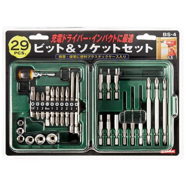 他サイト： E-Value ビット&ソケットセット 充電ドライバー・インパクトドライバー用 29点組 BS-4の商品画像