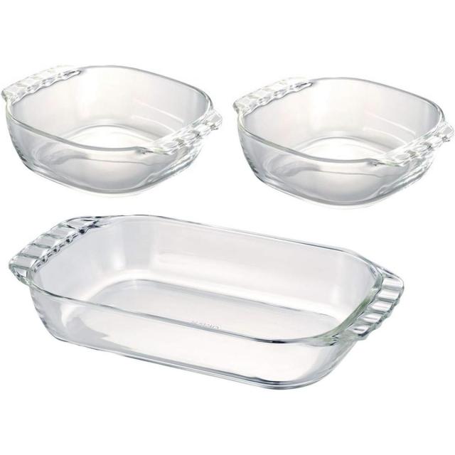 他サイト： HARIO ハリオ 耐熱ガラス製トースター皿 3個セット HTZ-2808 日本製 熱湯対応 食器洗浄機対応 電子レンジ対応 オの商品画像