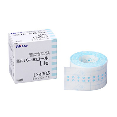 他サイト： ニトリート 優肌パーミロールLite L34R05(5CMX12M)1巻 1箱 ニトムズ 24-6804-00 透明テープ 極薄の商品画像