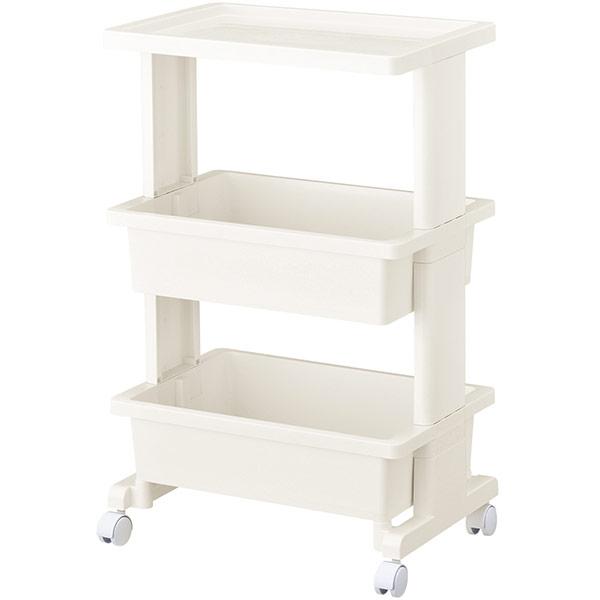 他サイト： JEJ リセスタイル テーブルワゴン 3段 ホワイト キッチンワゴン 収納ラックの商品画像