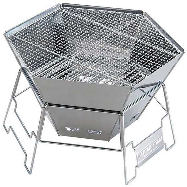 他サイト： 即日出荷 キャプテンスタッグ CAPTAIN STAG ヘキサ ステンレス ファイアグリル M-6500 幅47cm 焚き火台 の商品画像