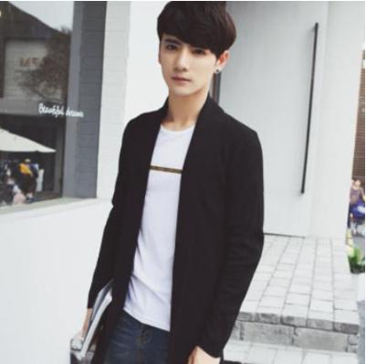 ブラック L ロングカーディガン メンズ ロングジャケット ニット