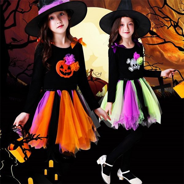 ハロウィン コスプレ 子供 女の子 衣装 子供 チュールスカート 仮装 コスチューム キッズ 子どもドレス 長袖 ハロウィン 仮装 子供 魔女 |au Wowma!(ワウマ)