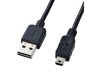 他サイト： サンワサプライ 両面挿せるミニUSBケーブル(ミニB) 0.5m ブラック KU-RMB505の商品画像