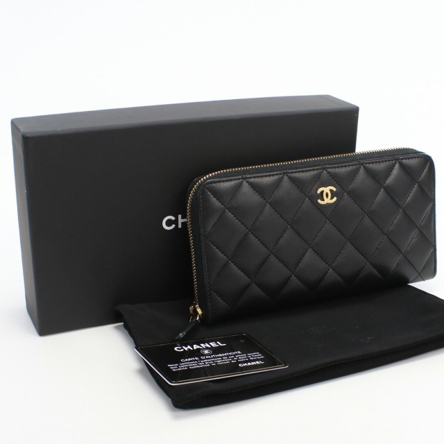 中古】良品シャネル(CHANEL) マトラッセ ラウンドファスナー長財布