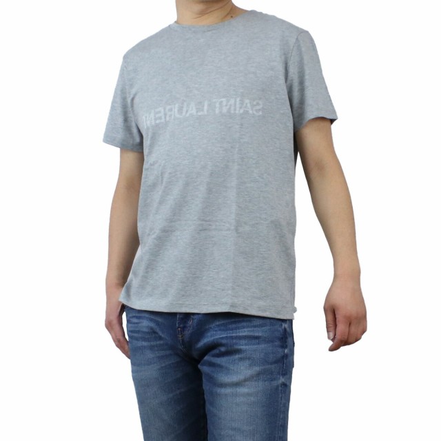 【新品】サンローラン SAINT LAURENT メンズ Ｔシャツ ブランド ロゴ 710821　Y37BN　1466 グレー系 apparel-01  ts-01｜au PAY マーケット