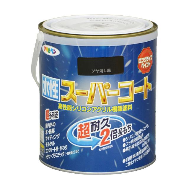 他サイト： ∀アサヒペン 【415653】多用途 水性スーパーコート 1.6L ツヤ消し黒 (4970925415653)の商品画像