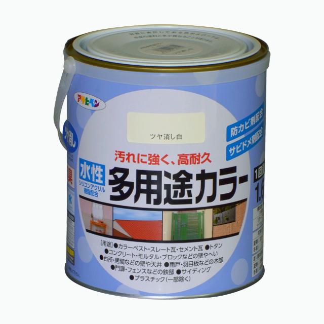 他サイト： ∀アサヒペン 【461322】水性多用途カラー 1.6L ツヤ消し白 (4970925461322)の商品画像