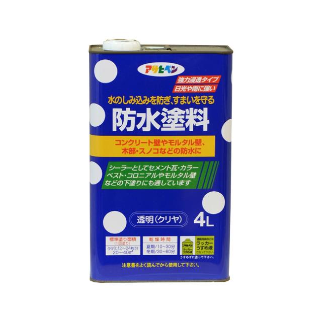 他サイト： ∀アサヒペン 【519016】防水塗料 4L 透明(クリヤ) (4970925519016)の商品画像