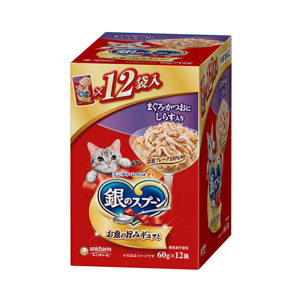 他サイト： ユニ・チャーム 銀のスプーンパウチまぐろ・かつおにしらす入り60g×12個の商品画像