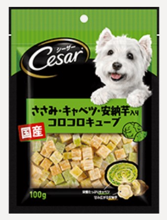 他サイト： 【2個セット】 マースジャパンリミテッド  シーザースナックささみ・キャベツ・安納芋入りコロコロキューブ100gの商品画像
