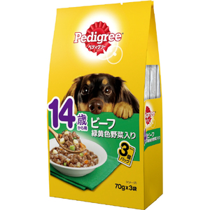 他サイト： 【6個セット】マースジャパンリミテッド ペディグリー14歳から用ビーフ緑黄色野菜入り70g×3袋の商品画像