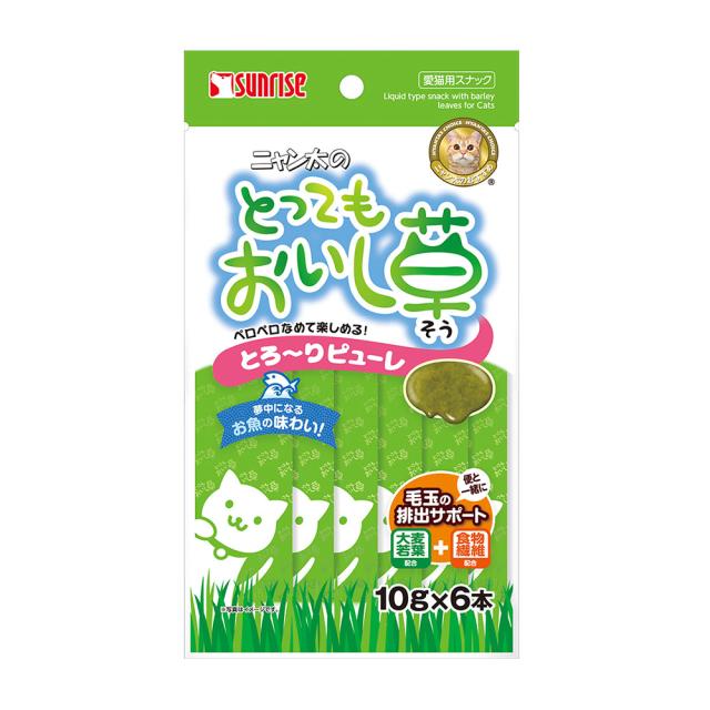 他サイト： 【3個セット】マルカン サンライズ ニャン太のとってもおいし草とろ〜りピューレ10g×6本の商品画像