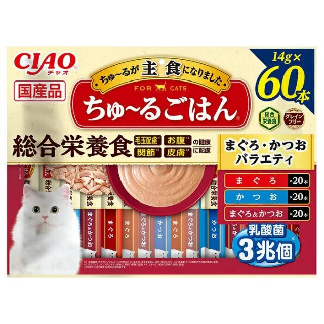 他サイト： いなば  CIAOちゅ〜るごはんまぐろ・かつおバラエティ14g×60本の商品画像