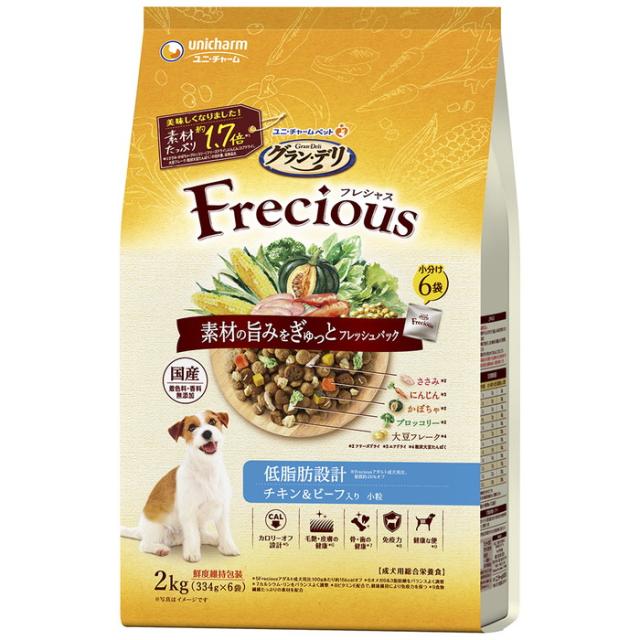 他サイト： ユニ・チャーム グラン・デリ Frecious アダルト成犬用 低脂肪設計 チキン&ビーフ入り 2kg  賞味期限:3ヵ月以上の商品画像