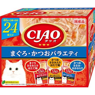 他サイト： いなばペットフード CIAO パウチ まぐろ・かつおバラエティ 40g×24袋 ペット ※取寄商品 賞味期限:3ヵ月以上の商品画像