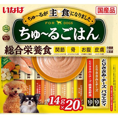 他サイト： いなばペットフード いなば ちゅ〜るごはん とりささみ・チーズバラエティ 14g×20本 ペット ※取寄商品 賞味期限:3ヵ月以の商品画像
