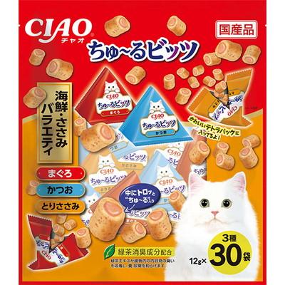 他サイト： いなばペットフード CIAO ちゅ〜るビッツ 海鮮・ささみバラエティ 12g×30袋入 ペット ※取寄商品 賞味期限:3ヵ月以上の商品画像