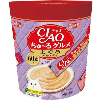 他サイト： いなばペットフード CIAO ちゅ〜るグルメ まぐろバラエティ 14g×60本 ペット ※取寄商品 賞味期限:3ヵ月以上の商品画像