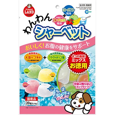他サイト： マルカン わんわんシャーベット 4つの風味ミックスお徳用 20個入 ペット ※取寄商品 賞味期限:3ヵ月以上の商品画像