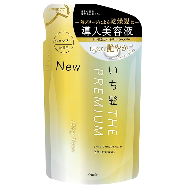 他サイト： いち髪 ザプレミアム エクストラダメージケア シャンプー シャイニーモイスト 詰替え 340ml【メール便可】(22874)の商品画像