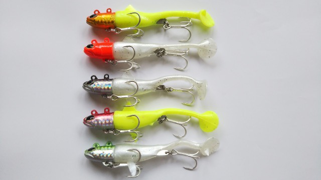 約40g ジグヘッド ワーム 5色セット 魚型ヘッド 市販のワームを着脱可能 やわらか素材 ヒラメ マゴチ シーバス タチウオ 根の通販はau Pay マーケット 雪見堂