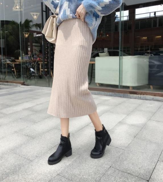 在庫処分 ニット スカート ニットスカート タイトスカート 春 春秋 ミモレ丈 スリット スリットスカート リブニット 黒 グレー 赤 緑 ポの通販はau Pay マーケット Connu 商品ロットナンバー