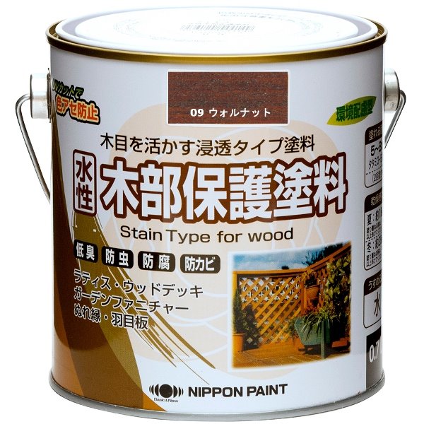 他サイト： ニッペホームプロダクツ:水性木部保護塗料 ウォルナット 0.7L 4976124544187【メーカー直送品】【地域制限有】 水の商品画像