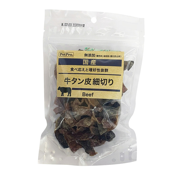 他サイト： ペットプロジャパン:ペットプロ 国産おやつ 無添加牛タン皮細切り 50g 4981528362398 無添加、国産で安心の素材おの商品画像