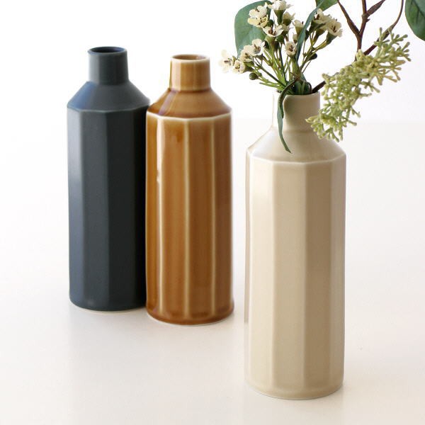 花瓶 おしゃれ 陶器 モダン かわいい シンプル フラワーベース 色釉面取り花瓶 3カラーの通販はau Pay マーケット ギギliving