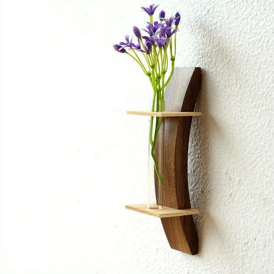 一輪挿し 木製 おしゃれ 壁掛け 花瓶 インテリア 花器 ガラス管 試験管 天然木 デザイン フラワーベース Moon 1 壁掛け一輪挿しの通販はau Pay マーケット ギギliving