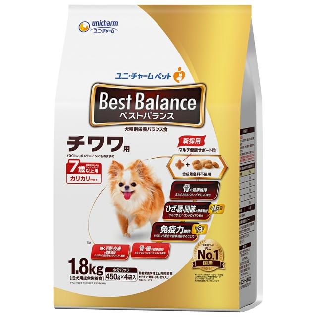 他サイト： ユニ・チャーム  ベストバランス カリカリ仕立て チワワ用 7歳以上用 1.8kg 〔ドッグフード ドライ〕 の商品画像