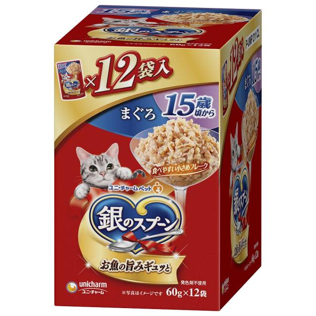 他サイト： ユニ・チャーム  銀のスプーン パウチ15歳頃からまぐろ 60g×12個 の商品画像