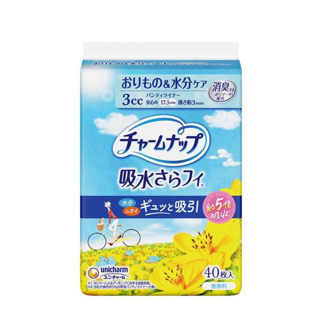 他サイト： ユニ・チャーム  チャームナップ 吸水さらフィ 女性用 パンティライナー 3cc 無香料 40枚入 17.5cm 【軽い尿もれのの商品画像